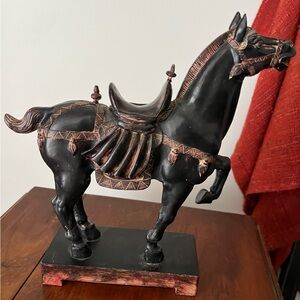 Elegant Black and Brown Horse Sculpture